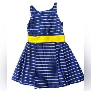 Polo Ralph Lauren Girls Size‎ 7 Navy White Stripe Nautical Dress Yellow Sash